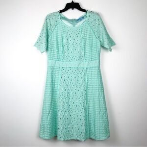 Retro eyelet lace dress by Antonio Melani sea green fit-and-flare dress, size 14